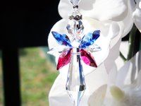 Red White and Blue Angel Car Charm – Patriotic Crystal Rearview Mirror Accessory, Memorial & Sympathy Gift