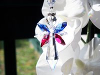Red White and Blue Angel Car Charm – Patriotic Crystal Rearview Mirror Accessory, Memorial & Sympathy Gift
