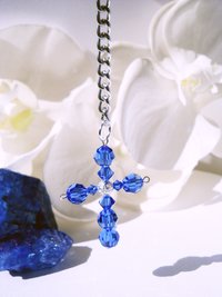 Crystal Cross Rear View Mirror Charm -- Swarovski Crystal Cross Car Charm -- Available in Multiple Colors