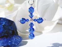 Crystal Cross Rear View Mirror Charm -- Swarovski Crystal Cross Car Charm -- Available in Multiple Colors