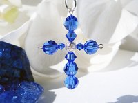 Crystal Cross Rear View Mirror Charm -- Swarovski Crystal Cross Car Charm -- Available in Multiple Colors