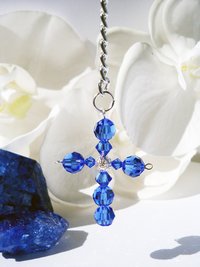 Crystal Cross Rear View Mirror Charm -- Swarovski Crystal Cross Car Charm -- Available in Multiple Colors