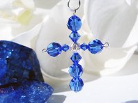 Crystal Cross Rear View Mirror Charm -- Swarovski Crystal Cross Car Charm -- Available in Multiple Colors