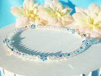 Bridal Anklet – Something Blue Jewelry Gift with Swarovski Crystal and Pearl