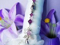 Purple Angel Wedding Bouquet Charm – Amethyst Crystal Memorial for Bridal Bouquet