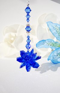 Sapphire Blue Crystal Car Suncatcher – Rear View Mirror Charm & Car Bling Gift for Her