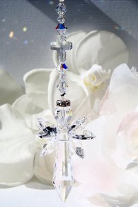 Angel with Cross Car Charm – Crystal Guardian Angel Rear View Mirror Suncatcher | Sympathy Gift 