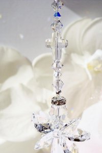 Angel with Cross Car Charm – Crystal Guardian Angel Rear View Mirror Suncatcher | Sympathy Gift 