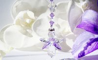 Purple Crystal Angel with Cross Rear View Mirror Charm – Car Suncatcher & Guardian Angel Sympathy Gift