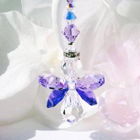 Purple Swarovski Angel Car Charm – Rearview Mirror Guardian, Sympathy Gift & Suncatcher