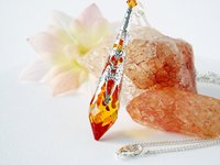 Swarovski Topaz Crystal Necklace – Single Point Pendant on 18" or 24" Chain