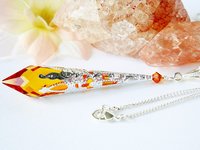 Swarovski Topaz Crystal Necklace – Single Point Pendant on 18" or 24" Chain