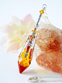 Swarovski Topaz Crystal Necklace – Single Point Pendant on 18" or 24" Chain