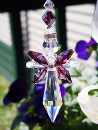 Crystal Angel Car Charm, Purple Guardian Angel Rearview Mirror Charm,, Angel Memorial Gift