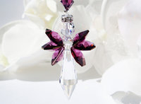 Angel Rear View Mirror Charm, Purple Crystal Angel for Car Mirror, Angel Memorial Gift