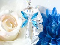 Crystal Angel Car Charm, Aquamarine Blue Angel Rearview Mirror Charm, Angel Memorial Gift