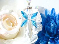 Crystal Angel Car Charm, Aquamarine Blue Angel Rearview Mirror Charm, Angel Memorial Gift