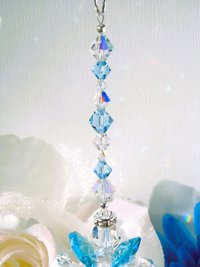 Crystal Angel Car Charm, Aquamarine Blue Angel Rearview Mirror Charm, Angel Memorial Gift
