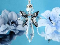 Angel Rear View Mirror Charm, Black and Silver Crystal Car Charm, Guardian Angel for Car, Rearview Mirror