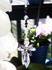 Angel Rear View Mirror Charm, Black and Silver Crystal Car Charm, Guardian Angel for Car, Rearview Mirror
