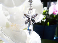 Angel Rear View Mirror Charm, Black and Silver Crystal Car Charm, Guardian Angel for Car, Rearview Mirror
