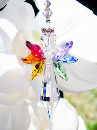 Crystal Angel Car Charm, Swarovski Crystal Rearview Mirror Charm, Chakra Rainbow Colors