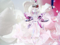 Pink Angel Rear View Mirror Car Charm, Crystal Angel Car Charm, Angel Memorial Gift