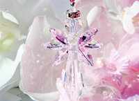 Pink Angel Rear View Mirror Car Charm, Crystal Angel Car Charm, Angel Memorial Gift