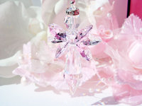 Pink Angel Rear View Mirror Car Charm, Crystal Angel Car Charm, Angel Memorial Gift