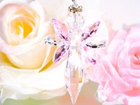 Pink Angel Rear View Mirror Charm, Crystal Guardian Angel Suncatcher Car Charm 