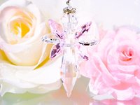 Pink Angel Rear View Mirror Charm, Crystal Guardian Angel Suncatcher Car Charm 
