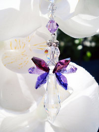 Rear View Mirror Charm, Purple Guardian Angel Car Charm, Crystal Suncatcher for Car, Angel Memorial Gift