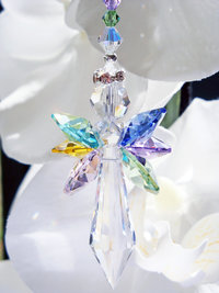 Crystal Angel Rear View Mirror Charm, Rainbow Angel Car Charm, Memorial Gift