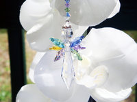 Guardian Angel Suncatcher, Swarovski Crystal Rainbow Angel Suncatcher, Angel Memorial Gift