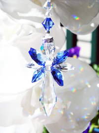 Crystal Angel Rear View Mirror Charm, Sapphire Blue Crystal Angel Suncatcher for Car Rearview Mirror, Guardian Angel Memorial Gift