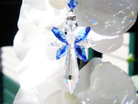 Crystal Angel Rear View Mirror Charm, Sapphire Blue Crystal Angel Suncatcher for Car Rearview Mirror, Guardian Angel Memorial Gift