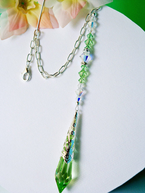 green crystal car charm