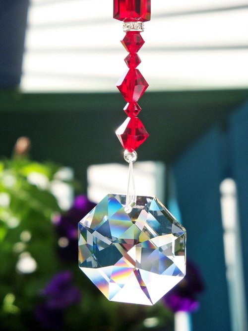 red crystal rear view mirror charm