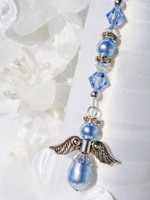 something blue angel wedding bouquet charm