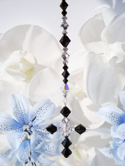 Swarovski Crystal Cross Car Mirror Charm