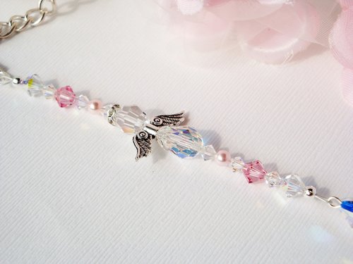 Swarovski Crystal and Lt. Pink Pearl Cross Religious Car Accessories