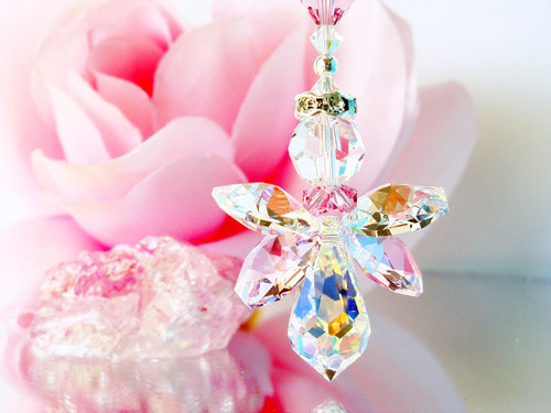 crystal angel car charm created with Swarovski Crystals. Would make a lovely angel memorial gift