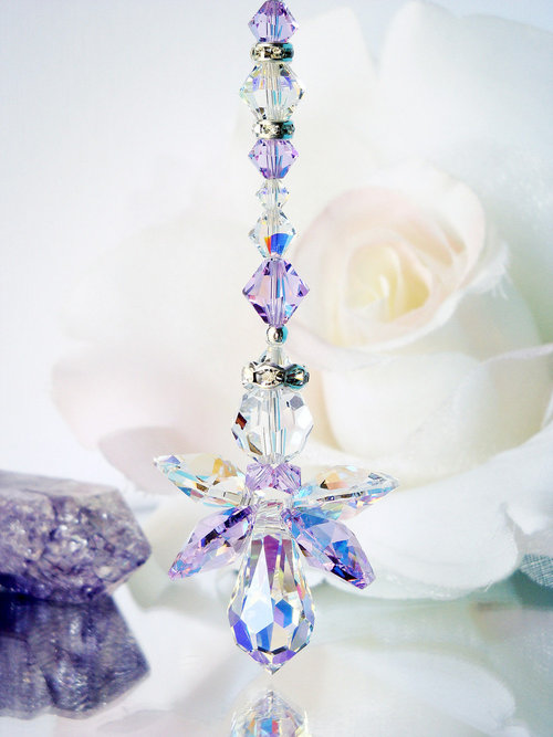 crystal angel rear view mirror charm