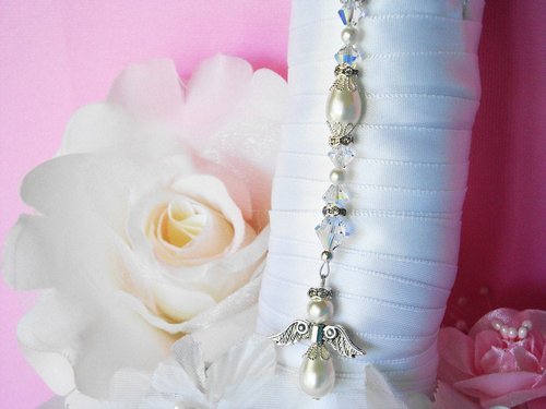 white angel wedding bouquet charm