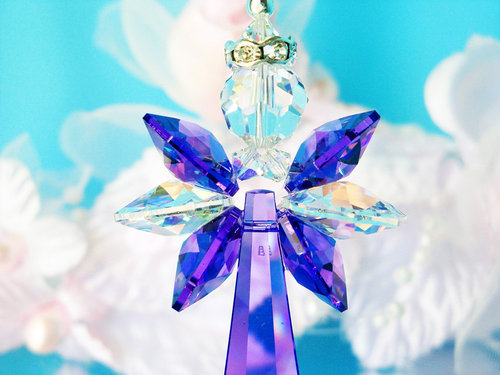 crystal guardian angel rear view mirror charm