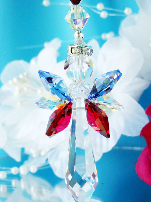 red white blue crystal suncatcher