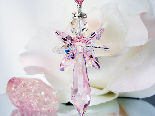 pink angel rear view mirror charm