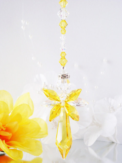 swarovski crystal angel suncatcher for car