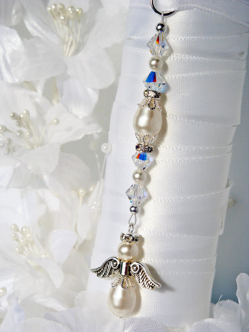 white angel wedding bouquet charm