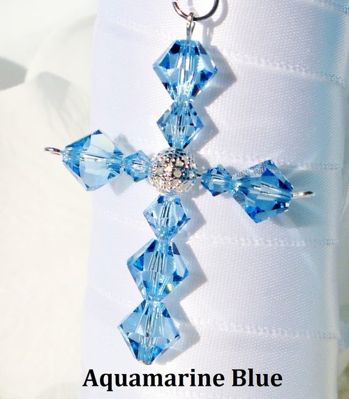 Crystal Cross Car Charm, Religious Car Accessories, Purple Crystal Rear View Mirror Charm